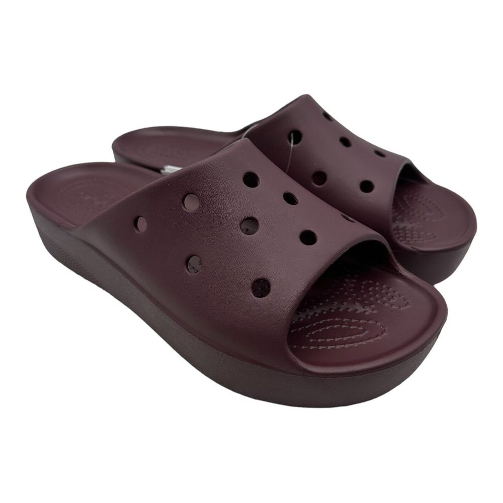 Crocs Classic Platform Slide Women's‎ Size 9 Dark Cherry Burgundy Red 208180-6WD